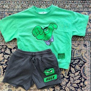 H&M KIDS Marvel Hulk Shorts Set